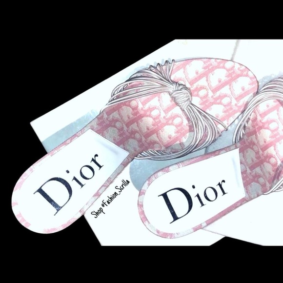 DIOR Vintage John Galliano Pink White Monogram Logo Trotter Platform Sandal Heel - Picture 13 of 14